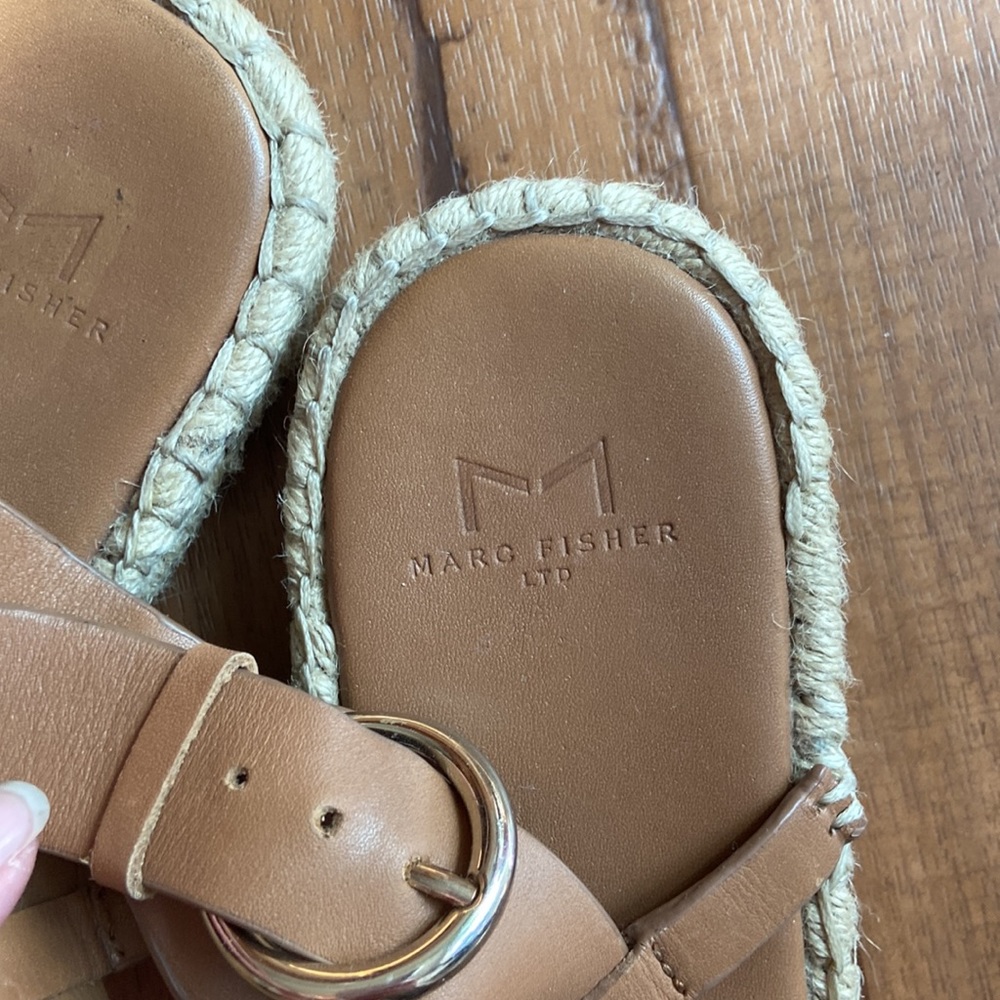Marc Fisher Size 7.5 Camel Colored Espadrille San… - image 5